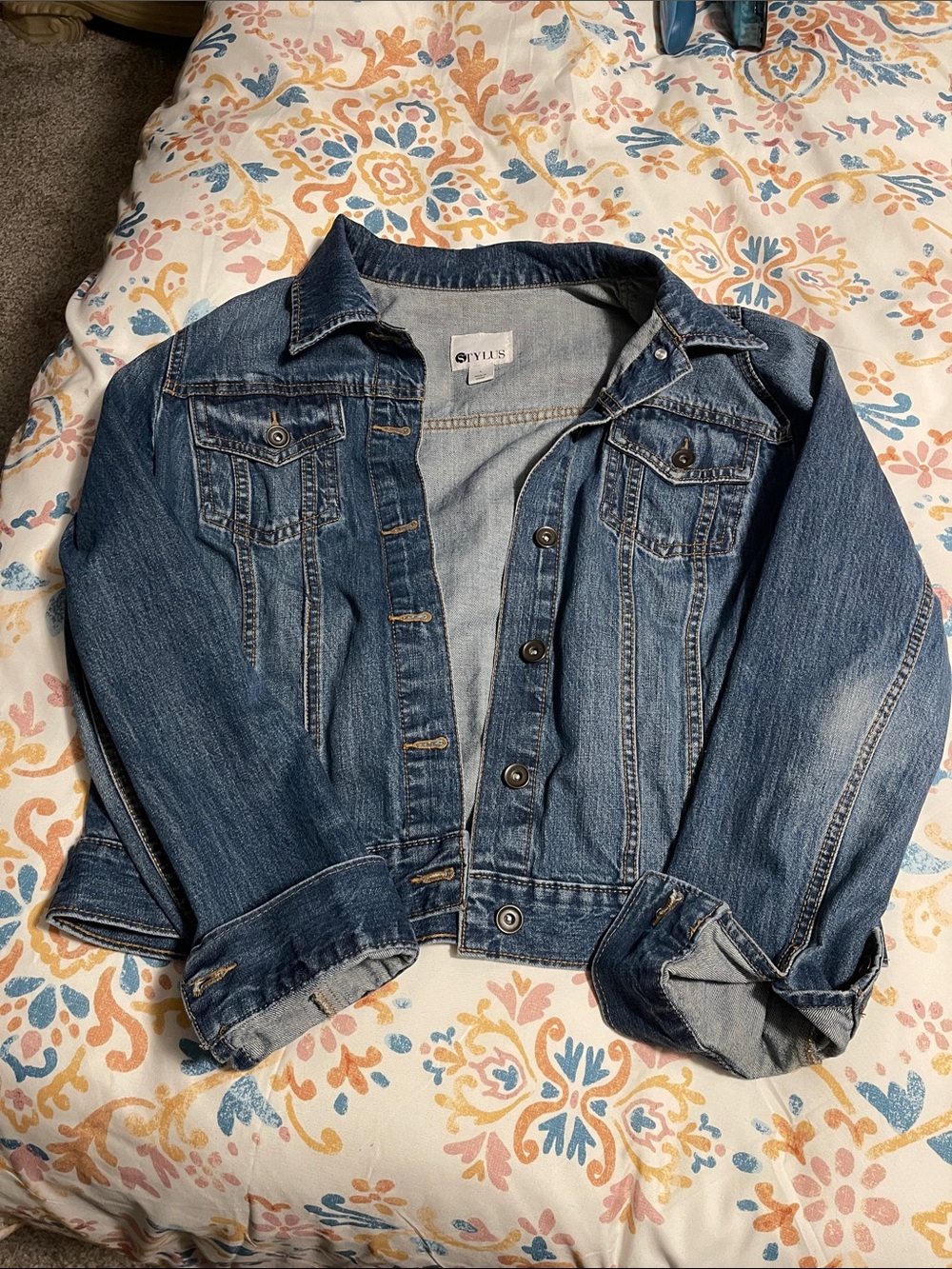 STYLUS Dark Blue Denim Jacket with Button Front